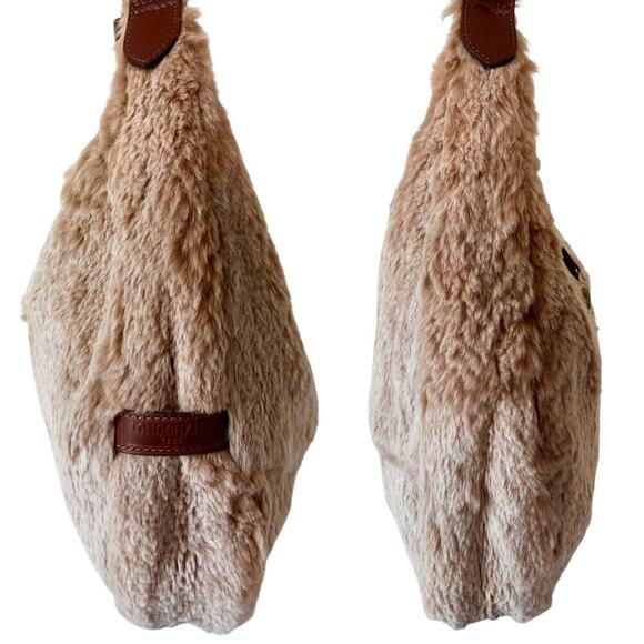 Authentic Longchamp Vintage Rabbit Fur Leather Hobo Shoulder Bag Made in France - Picture 8 of 12